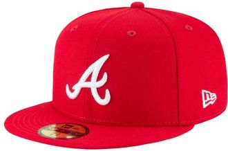 New Era Mens Atlanta Braves Braves 59Fifty Cap - White/White/Red Size 7 1/2