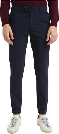 Roberto Ricci Design Blauwe Chino Broek Rechte Pijp - Heren - Slim Fit Broeken - Blauw - L - Wol - Broeken
