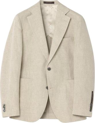 Oscar Jacobson Twill Blazer in Linnenmix - Regular Fit - Heren - Business blazers - Beige - 3XL - Linnen - Kostuums