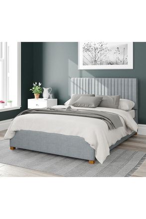 Aspire Home Accents Grant Upholstered Ottoman Storage Bed, Malham Weave Fabric in Light Blue | Size: Double