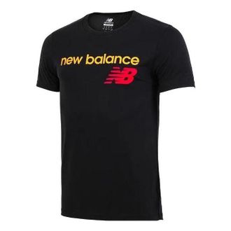 New Balance Basic Logo Tee Asia Sizing Black Yellow AMT81589-BK