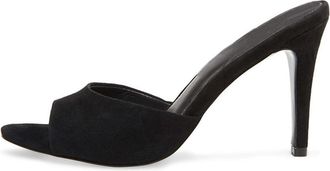 Generic Black,3.5 UK,Womens Suede Pumps Peep Open Toe Stiletto High Heels Slip On Backless Slides Formal Wedding Party Dress Sandals Shoes