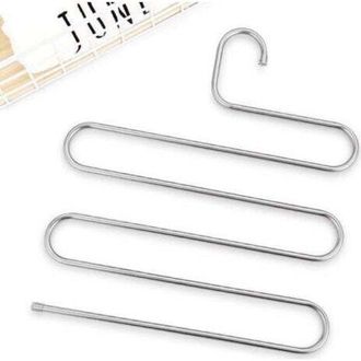 OEM (36 X 34 Cm, Juego De 2, Con Cinta) Perchas De Acero Inoxidable Tipo S Para Pantalones, Organizador De Armario Para Colgar Pantalones, Vaqueros Y Bufa