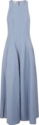 Brunello Cucinelli Brunello Cucinelli, Midi Dresses, female, Blue, Size: M Long Crepe Dress