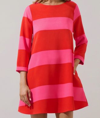 Sugarlips Lolli Stripe Shift Dress In Red/pink