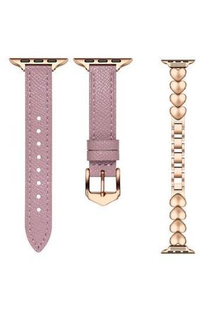 Posh Tech Aphrodite 2-Pack Leather & Chain Apple Watch Watchbands in Pink at Nordstrom Rack