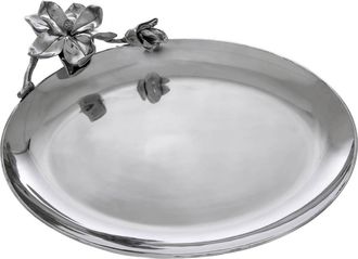 Arthur Court Magnolia Oval Platter In Silver
