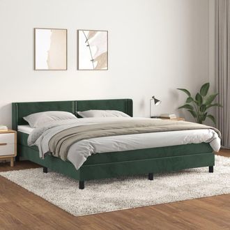 vidaXL Vidaxl - Cama Box Spring Con Colch&oacute;n Terciopelo Verde Oscuro 180x200 Cm