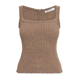 Max Mara Sleeveless Tops, female, Beige, Size: XS Aretusa Top