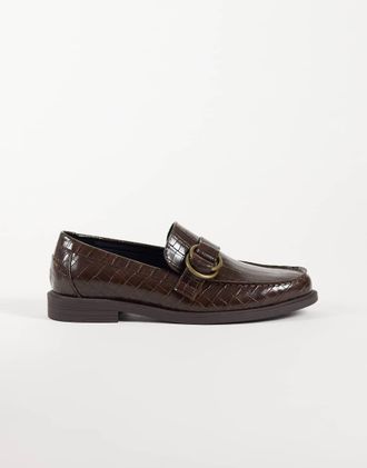 Asos mocassini con dettagli metallici in marrone effetto coccodrillo