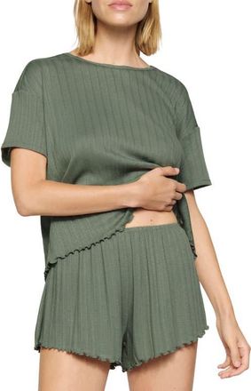 Eberjey Pointelle Rib Pajama Top in Desert Sage at Nordstrom, Size X-Large