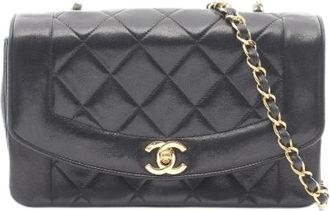 Chanel Pre-owned Matelasse Diana Flap Lambskin Shoulder Bag - Dames - Vintage Schoudertas - Zwart - ONE Size - Leer - Vintage