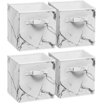 Sorbus Foldable Storage Cube - Set of 4 in White Marble at Nordstrom Rack
