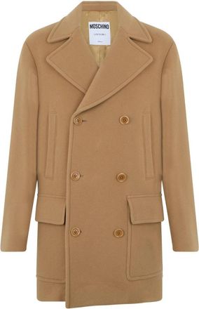 Moschino Dubbelrijige jas van wolmix - Heren - Mantel - Beige - L - Wol - Jassen