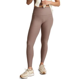 Beyond Yoga Caught in the Midi High Waist Leggings in Rosey Taupe Heather at Nordstrom, Size X-Large