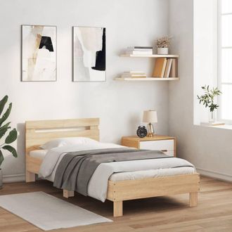 vidaXL Vidaxl - Estructura Cama Con Cabecero Sin Colch&oacute;n Roble Sonoma 100x200cm