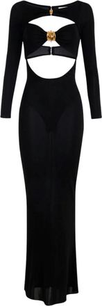 Elisabetta Franchi Elegante Lange Jurk met Cut-Out Details - Dames - Feestkleedjes - Zwart - L - Kleedjes