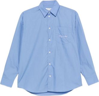 Sporty & Rich Overhemden, Dames, Blauw, M, Klassiek Button-Down Overhemd