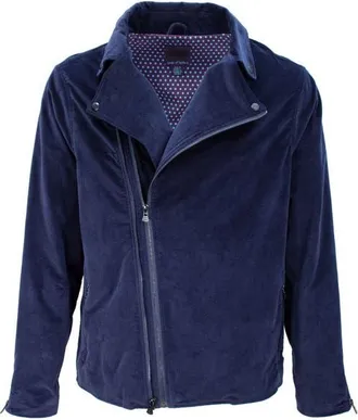 Lords of Harlech Rocky Velvet Biker Jacket in Velvet Navy at Nordstrom, Size X-Large