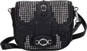 La Carrie Gehamerde Strass Schoudertas - Dames - Schoudertassen - Zwart - ONE Size - Leer - Tassen