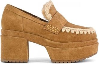 Mou Platform Loafer Elegant Handgemaakt Su&egrave;de - Dames - Pumps - Bruin - 36 EU - Su&egrave;de - Schoenen