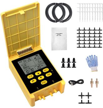 OEM Sistema De Riego Solar Por Goteo, Bomba Doble, Sensor De Lluvia, Pantalla Digital, Bloqueo De Seguridad Infantil, 2 Grupos, 30 Plantas, Manguera De 30