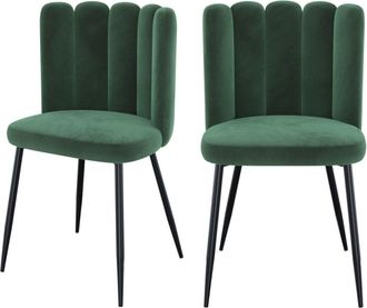 Rendez-Vous Déco Set de 2 sillas de terciopelo verde con patas de metal