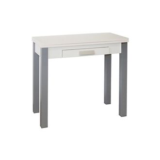 Pondecor Interiorismo Mesa extensible acabado blanco con patas met&aacute;licas.80&times;40/80&times;76 cm