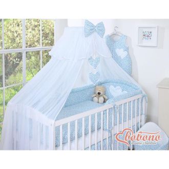 OEM Mosquitera Grande Para Cuna De Beb&eacute; De Gasa Blanca Con Corazones Y Lazo - Prado Azul