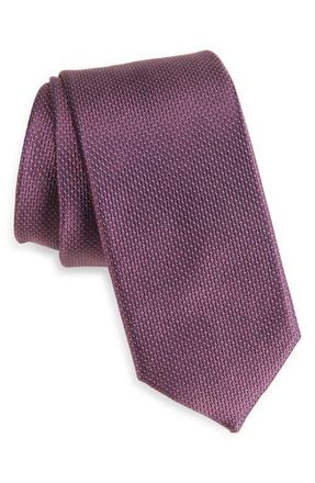 Nordstrom Haskin Textured Solid Silk Tie in Eggplant at Nordstrom