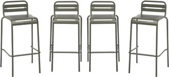 Sweeek Taburete bistr&oacute; de acero, set de 4, verde kaki