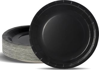 OEM Platos Desechables De Cart&oacute;n Negro Para Fiestas - 50 Piezas (23 Cm)