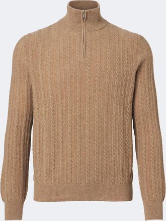 Fedeli Cable-knit cashmere half-zip sweater