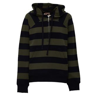 N&deg;21 Striped Drawstring Kangaroo Pocket Hoodie