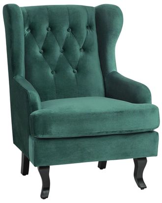 Beliani Sill&oacute;n terciopelo verde oscuro