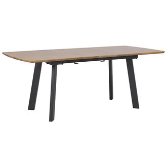 Beliani Mesa De Comedor Transparente 160/200 X 90 Cm Tapa De Cristal Patas De Madera Rectangular Escandinava Moderna Salvador