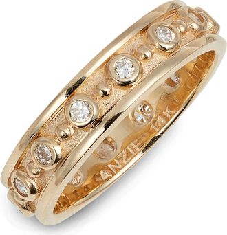 Anzie Dew Drops Marine Band Ring in Gold/Diamond at Nordstrom, Size 7
