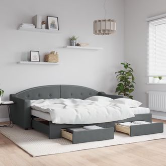vidaXL Vidaxl - Sof&aacute; Cama Nido Con Cajones Tela Gris Oscuro 90x200 Cm