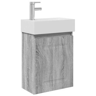 vidaXL M&oacute;dulo De Ba&ntilde;o Con Grifer&iacute;a Sonoma Gris 45,5 X 22,5 X 84 Cm Vidaxl