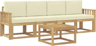 vidaXL Conjunto De Sof&aacute;s De Exterior 5 Uds. Blanco Y Crema Vidaxl