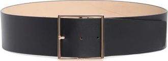 Max Mara Square Buckle Leather Belt in Black at Nordstrom, Size Medium