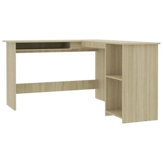 Berkfield Home L-Shaped Corner Desk Sonoma Oak 120x140x75 cm Engineered Wood in Light Tan | Size: 120 x 140 x 75 cm