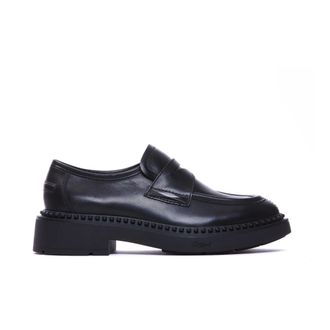 Ash Ash, Schoenen, Dames, Zwart, 37 EU, Leer, Zwarte Platte Loafers met Grove Zool