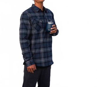 Salty Crew Fathom Tech Flannel Shirt In Navy/khaki