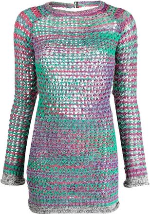 The Attico openwork-knit minidress - women - Nylon/Cotton - 42 - Purple