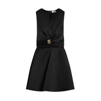Elisabetta Franchi Short Dresses, female, Black, Size: XL Duchess Satin Dress