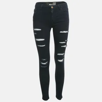 Love Moschino Dark Blue Distressed Denim Skinny Jeans S Waist