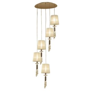 Netlighting Tiffany Pendant French Gold 10 Light E27+G9 Spiral Cream Shades