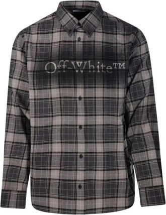 Off-white Spray Book Check Flannel Shirt - Heren - Casual Overhemden - Grijs - M - Katoen - Overhemden