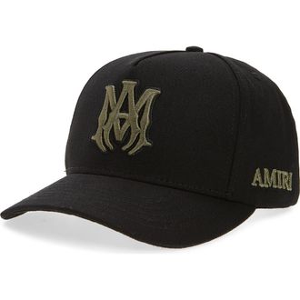 Amiri MA Logo Cotton Canvas Snapback Baseball Cap in Black at Nordstrom